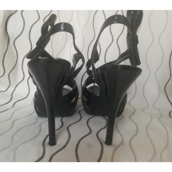 Guess Women's Sandals Black Platform Heels Stiletto Bow Shoes Size 7M - Picture 10 of 12